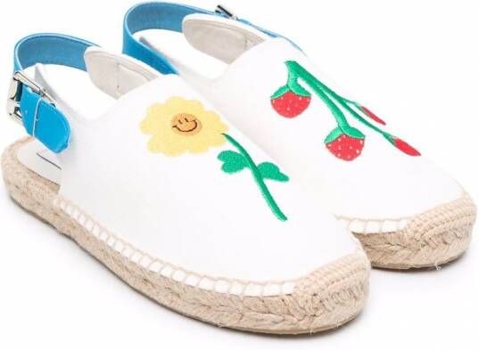 Stella McCartney Kids Slingback sandalen met borduurwerk Wit
