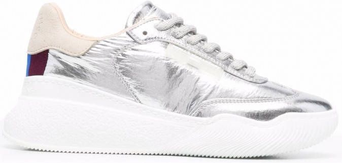 Stella McCartney Loop metallic sneakers dames Imitatieleer Imitatieleer rubber 35 Zilver