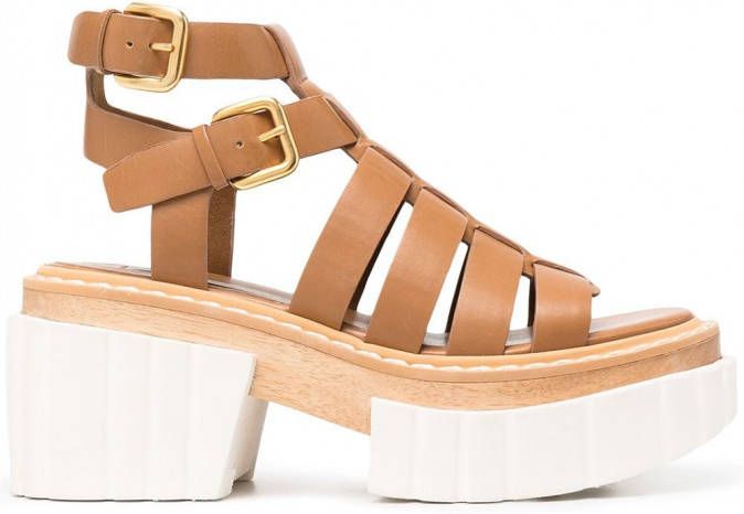 Stella McCartney Sandalen met plateauzool Bruin