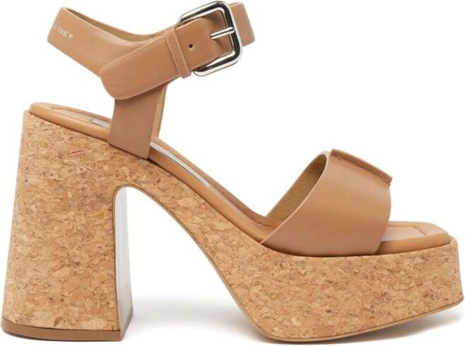 Stella McCartney Skyla Buckled 110 mm sandalen met plateauzool Bruin