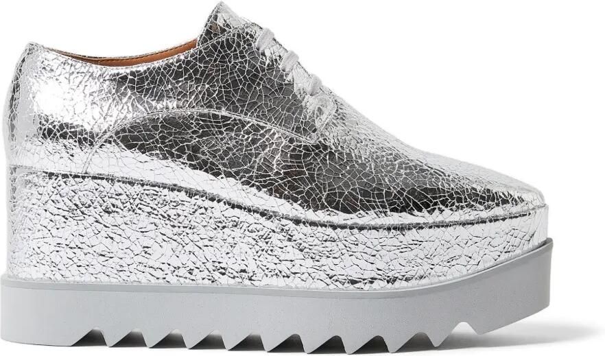 Stella McCartney Elyse metallic schoenen met plateauzool en gebarsten effect Zilver