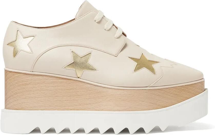 Stella McCartney Elyse schoenen met plateauzool en metallic ster Beige