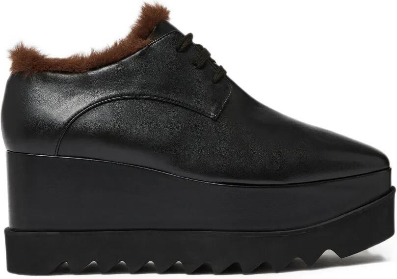 Stella McCartney Elyse veterschoenen van imitatiebont Zwart