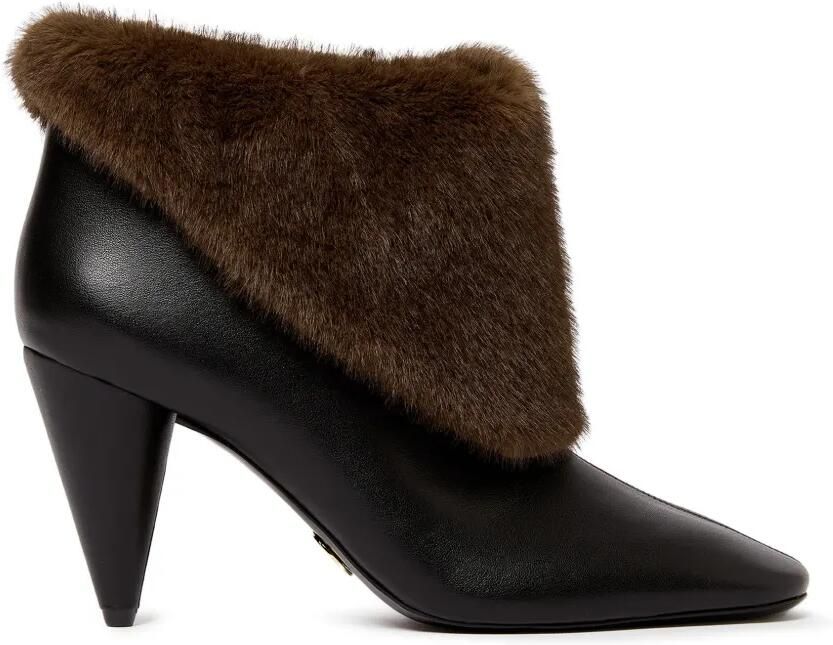 Stella McCartney Enkellaarzen met afwerking van imitatiebont Zwart