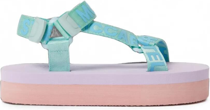 Stella McCartney Kids Sandalen met plateauzool en logoband Blauw