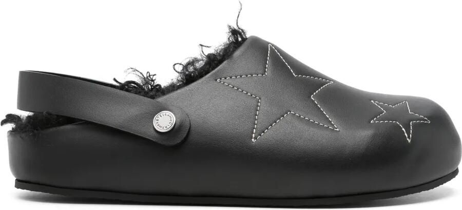 Stella McCartney Slippers met gestikte ster Zwart