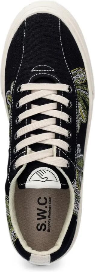 Stepney Workers Club Dellow canvas sneakers met borduurwerk Zwart - Foto 4