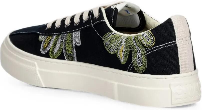 Stepney Workers Club Dellow canvas sneakers met borduurwerk Zwart - Foto 3