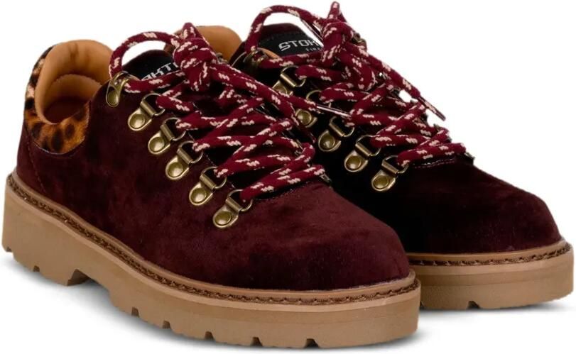 Stokton Bravon fluwelen schoenen met luipaardprint en vlakken Rood - Foto 3