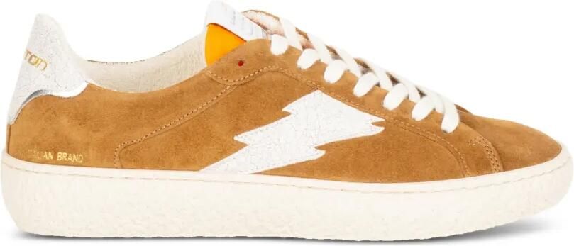 Stokton Power suède sneakers met bliksemflits Bruin