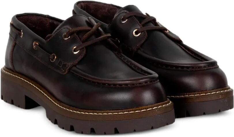 Stokton Rochelle loafers met chunky zool en veters Bruin - Foto 2