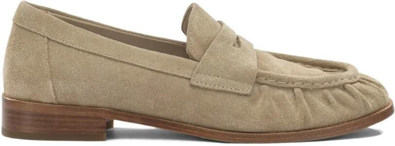 Strategia shoes Georgie suède loafers met ruches Beige