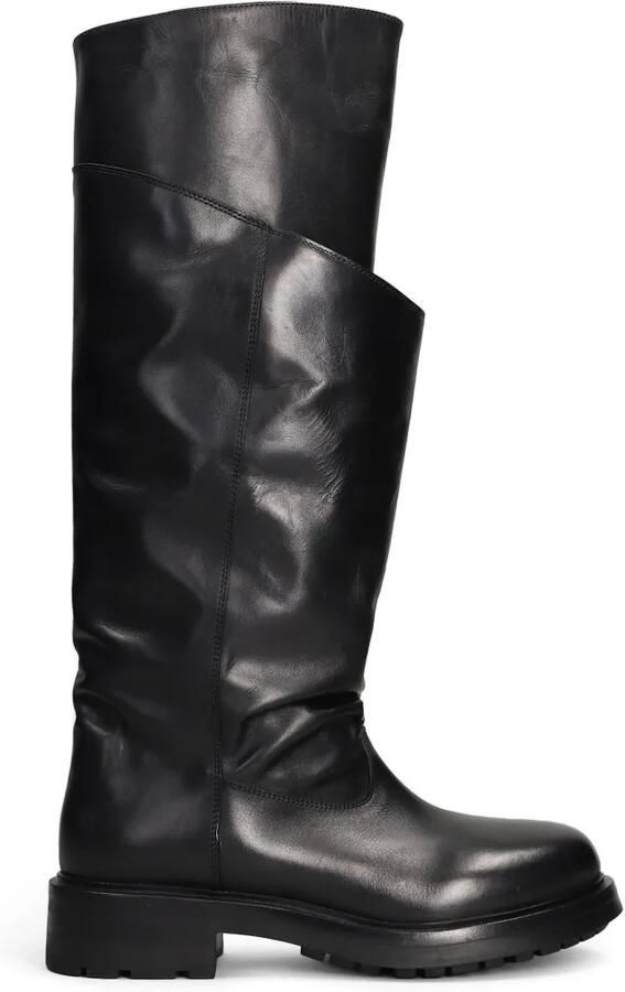 Strategia shoes Leren laarzen met gelaagde afwerking Zwart