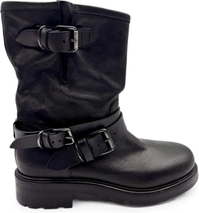 Strategia shoes Leren laarzen met gesp Zwart