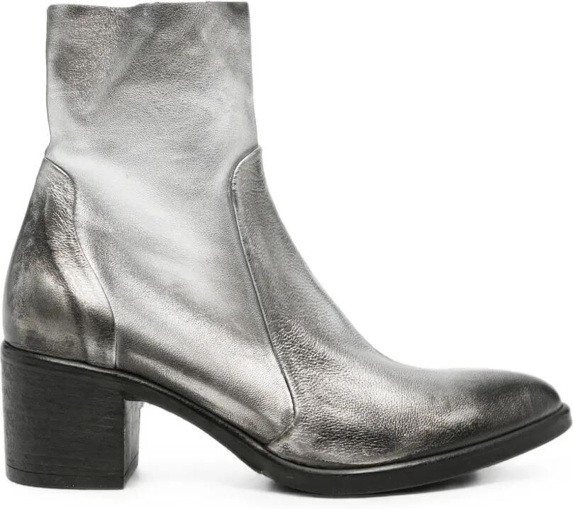 Strategia shoes Leren metallic enkellaarzen Zilver