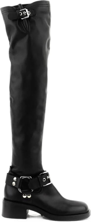 Strategia shoes Leren overknee laarzen met gespdetail Zwart