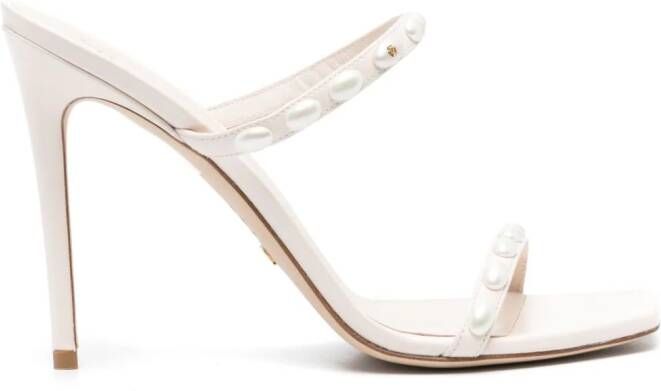 Stuart Weitzman Aleena Pearlita 115 mm leren sandalen Beige