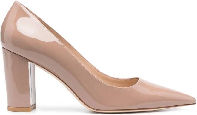 Stuart Weitzman Block leren pumps Beige