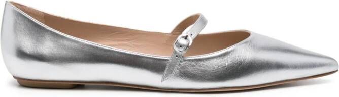 Stuart Weitzman Emilia Mary Jane ballerina's Zilver