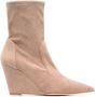 Stuart Weitzman Enkellaarzen met verborgen sleehak Beige - Thumbnail 1