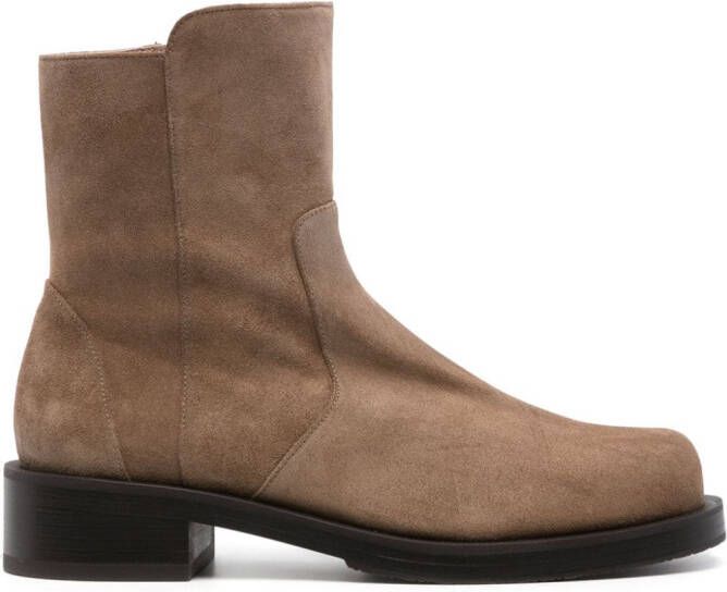 Stuart Weitzman Enkellaarzen met vlakken Beige