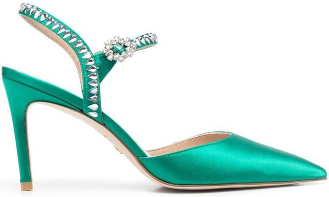 Stuart Weitzman Gemcut satijnen pumps Groen