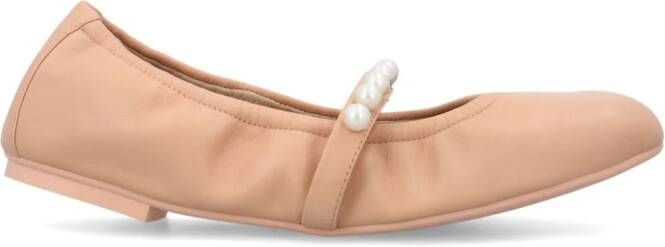 Stuart Weitzman Goldie leren ballerina's Beige