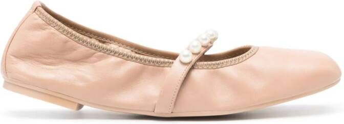 Stuart Weitzman Goldie leren ballerina's Beige