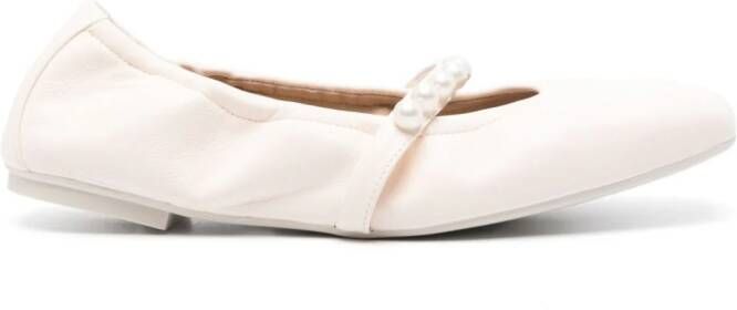 Stuart Weitzman Goldie leren ballerina's Beige