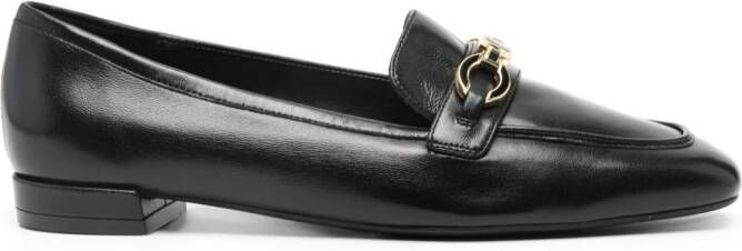Stuart Weitzman Leren loafers met logoplakkaat Zwart