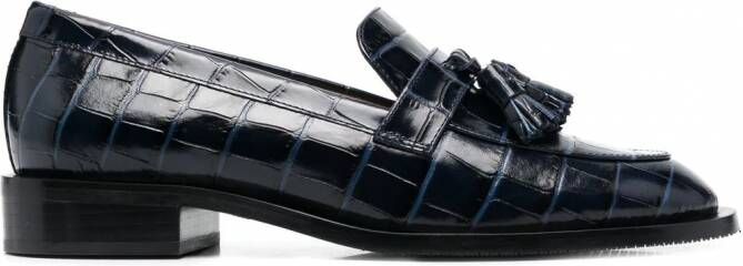 Stuart Weitzman Loafers met krokodillenleer-effect Blauw