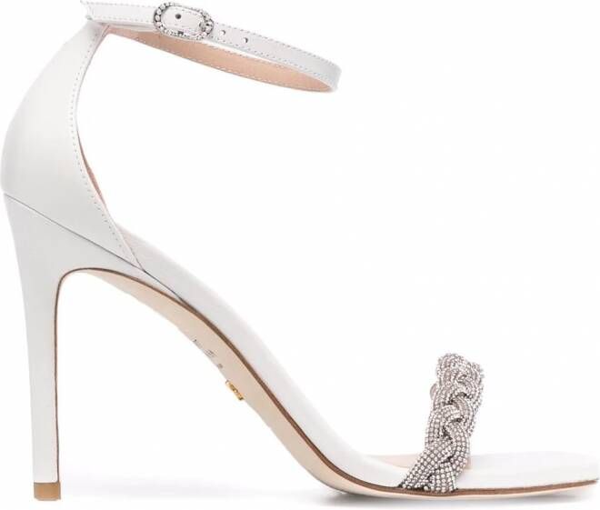 Stuart Weitzman Nudist Curve sandalen verfraaid met kristallen Wit