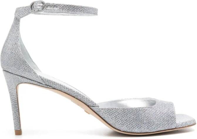 Stuart Weitzman Nudistcurve 85 mm sandalen Zilver