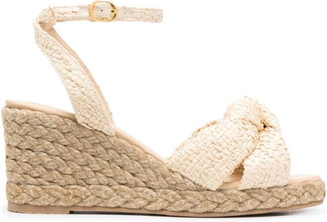 Stuart Weitzman Espadrilles met sleehak Beige