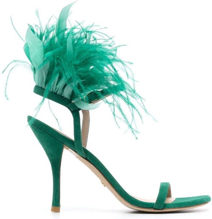 Stuart Weitzman Plume sandalen met veren Groen