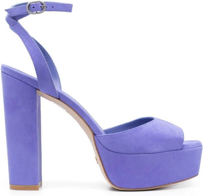 Stuart Weitzman Ryder II 125mm suede platform sandals Blauw