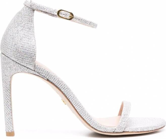 Stuart Weitzman Sandalen met glitter Zilver