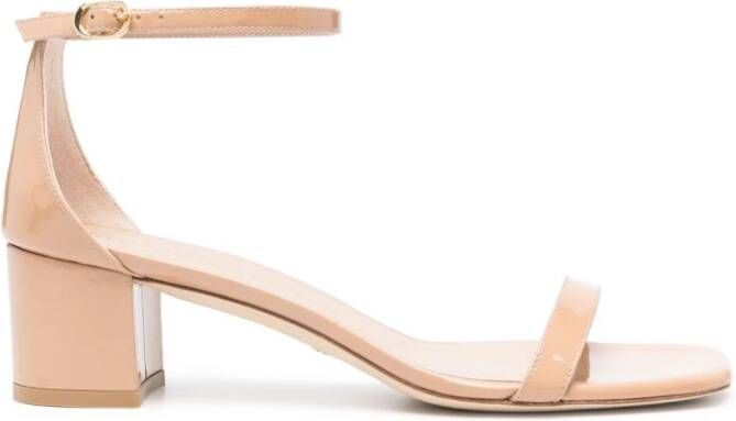 Stuart Weitzman SimpleCurve sandalen met glitter Beige