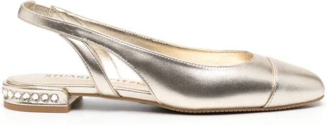 Stuart Weitzman Slingback ballerina's met kristallen Goud