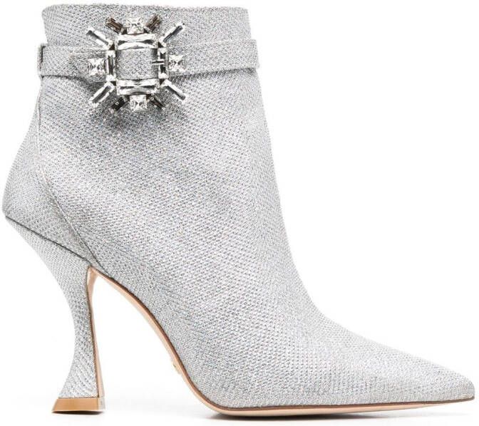 Stuart Weitzman Stuart laarzen met glitter Zilver