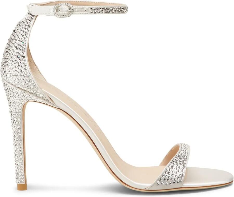 Stuart Weitzman 100 mm Nudist Shine sandalen Zilver