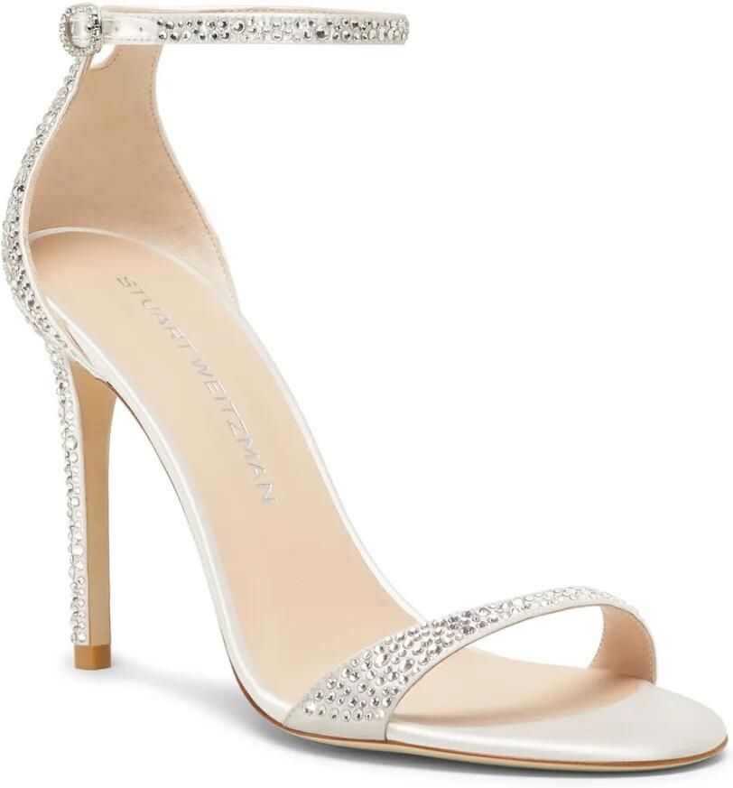 Stuart Weitzman 100 mm Nudist Shine sandalen Zilver - Foto 3