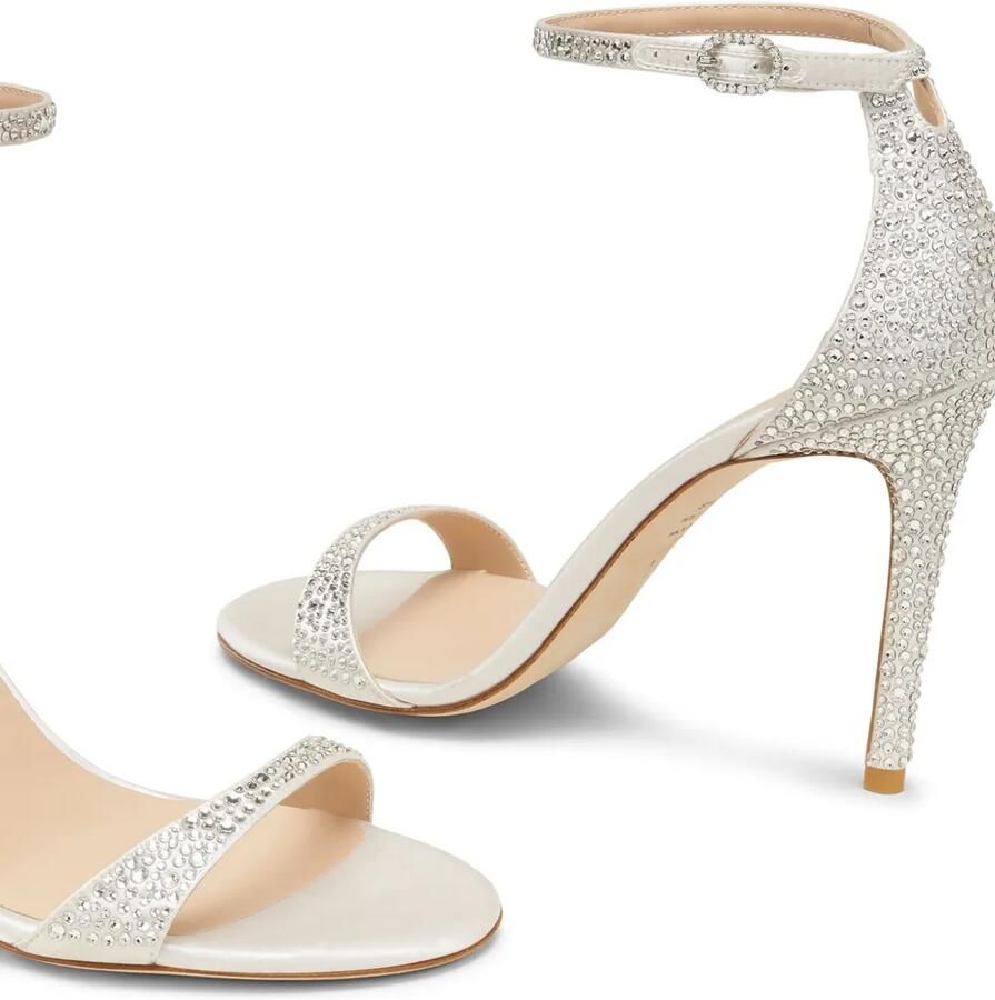 Stuart Weitzman 100 mm Nudist Shine sandalen Zilver - Foto 2