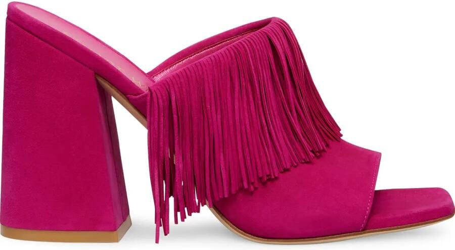 Stuart Weitzman 100 mm sandalen met vierkante neus en franje Roze