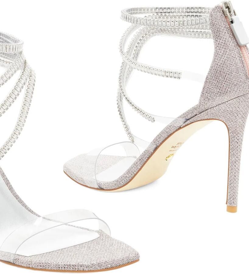 Stuart Weitzman 100 mm Superglam sandalen Zilver