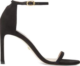 Stuart Weitzman 105 mm Nudistsong sandalen met dubbele bandjes Zwart