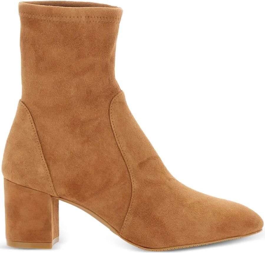 Stuart Weitzman 60 mm Yuliana suède enkellaarzen Beige