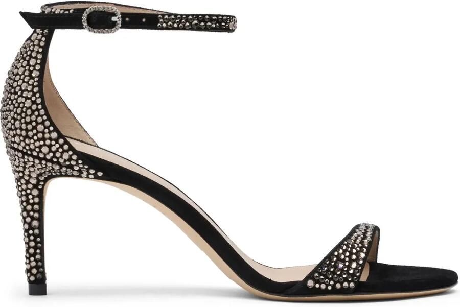 Stuart Weitzman 75 mm Nudist Shine sandalen Zwart