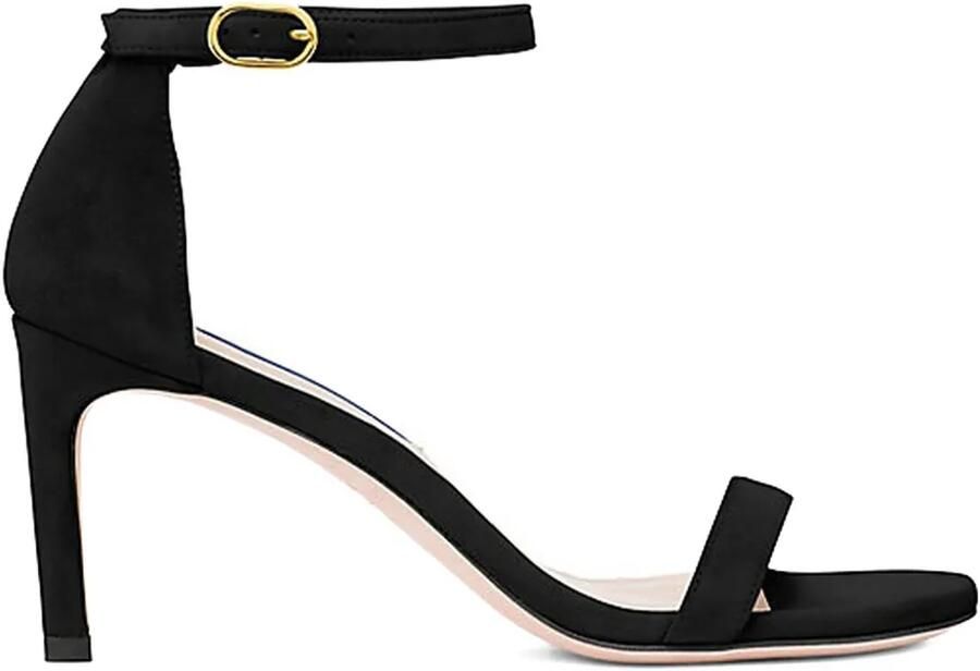 Stuart Weitzman 80 mm Nunakedstraight sandalen met enkelbandje Zwart