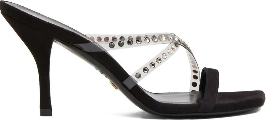 Stuart Weitzman 85 mm slippers verfraaid met kristallen Wit